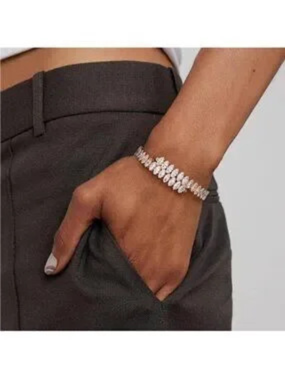 Gold 14k Gold Plated Cubic Zirconia Cuff Bracelet